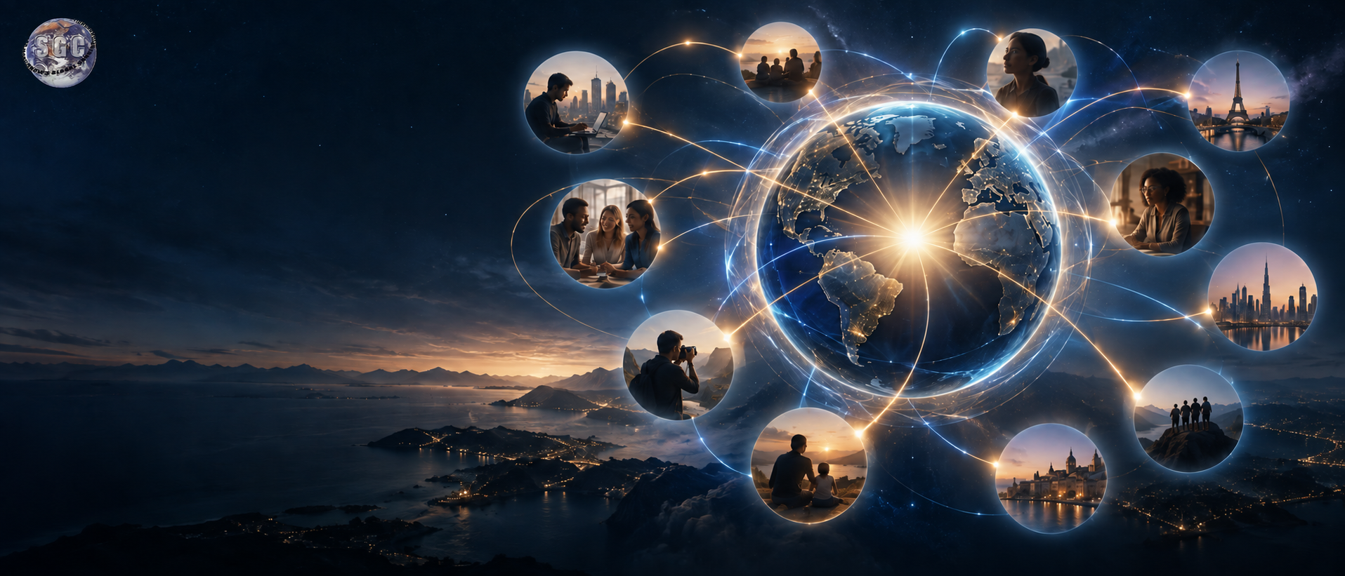 A glowing worldwide network connecting people, places, ideas and opportunities around one shared vision.
